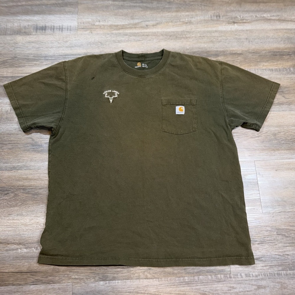 Carhartt Shirt Mens Extra Large Short Sleeve Green Pocket Workwear Encino Lodge